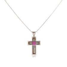 925 Sterling Silver Cross Necklace - with New Testament Nano Bible picture