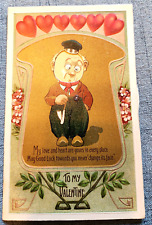 Mechanical Art Nouveau Valentines Day Postcard Spinning Face Changing picture