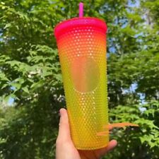 New Starbucks Dopamine Colorway Pink and Yellow Gradient Cold Drink Straw Mugs picture