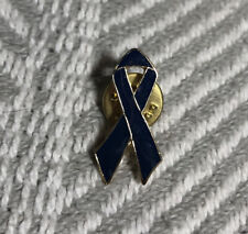Colon Cancer Awareness Pinback Ribbon Navy Blue Enamel Lapel Pin Tie Tack picture