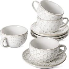 LE TAUCI 6 oz Cappuccino Cups with Saucers, House-warming 6 oz, Arctic white  picture