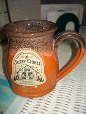 Deneen Pottery / SPERRY CHALET (GNP) Tall Belly Mug. Orange. BW rim Glacier Park picture