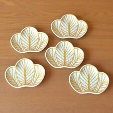 Arita yaki porcelain Small Plate set of 5 Matsuba Pine leaf Motif White Japan picture