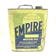 VINTAGE EMPIRE MOTOR OIL WOLVERINE-EMPIRE REFINING CO. 2 GALLON CAN EMPTY USED picture