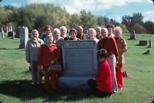 1977 Family Members Elderly Gather Around Headstone Cemetery Vintage 35mm Slide picture