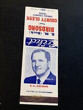 Vintage Political Matchbook “Buck Birdsong For Clerk Gregg County Texas” w/Photo picture