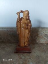 Vintage Wood Carving Shou Lao God of Longevity Hand Carved Figurine 6
