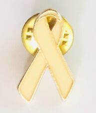 Cream Ribbon Pin Badge Support For Paralysis Spinal Cord Injuries Rare (G12) picture