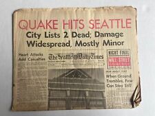 Very rare Seattle earthquake Original Newspaper ￼￼ April 29 1965￼ ￼VTG Disaster picture