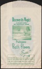 Vintage bag PUTNAMS BATH BLOOM woman bathing Monroe Chemical Quincy ILL n-mint picture