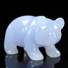 Panda Blue Chalcedony Quartz Stone Carved Natural Crystal Statue Healing 3