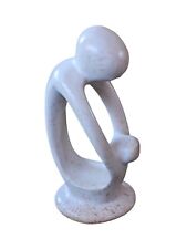 Modern Soapstone Parent Child Figurine Polished Natural Minimal Handcrafted 4.5