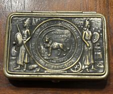 1904 International Tailoring Co Match Safe Vesta Indian Lady Liberty Lion picture