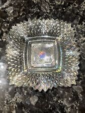 Depression Glass Iridescent Rippled Trinket Dish Ashtray Vintage 7.5” BEAUTIFUL picture