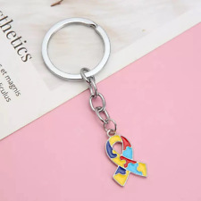 Autism Awareness Puzzle Pieces Ribbon Keychain FREE USA SHIPPING SHIPS FROM USA picture