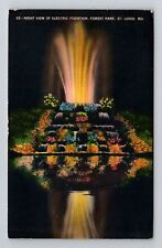 St Louis MO-Missouri, Nighttime Electric Fountain, Forest Park, Vintage Postcard picture